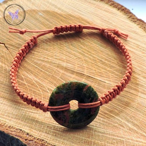 Unakite Donut Macrame Bracelet